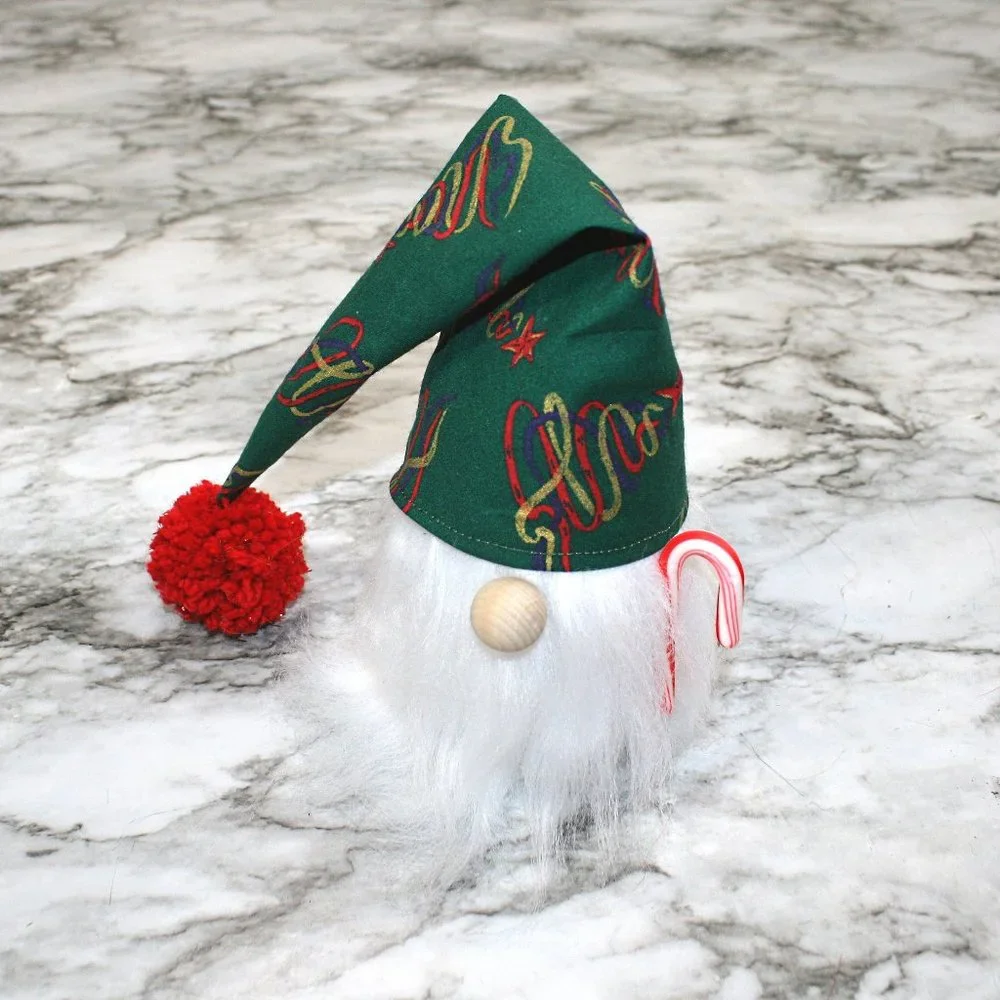 HAND CRAFTED Gnome Red Christmas Air Freshener Cover Decor - Green Scribble Tree